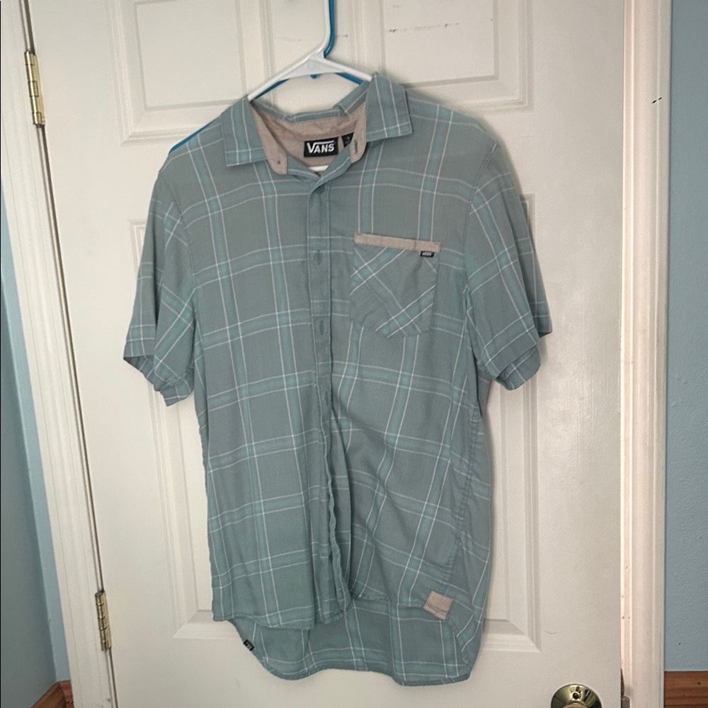 Vans Men's Light Blue Checkered Shirt